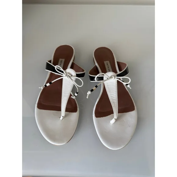 Tabitha Simmons 'Dara' Black/White Sandals, Sz 37 EU / 7 US - Picture 1 of 7